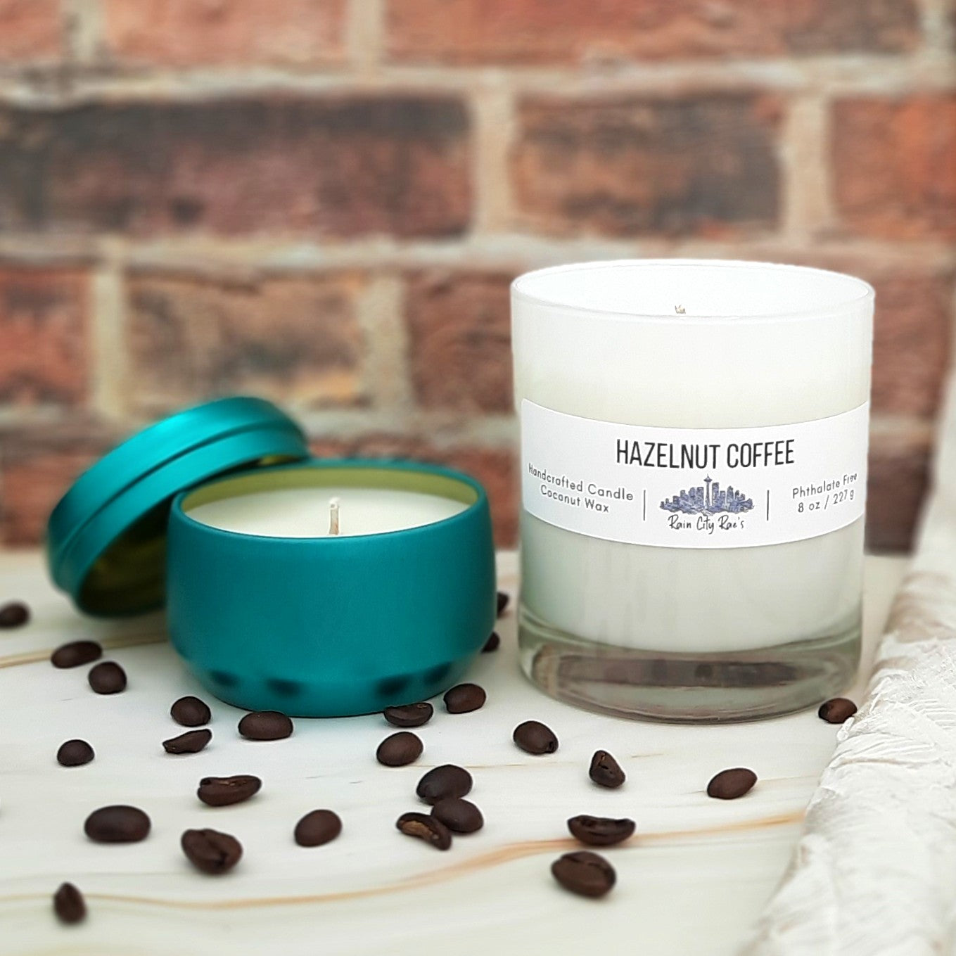 Hazelnut Coffee 4 oz Candle | Teal Blue Tin