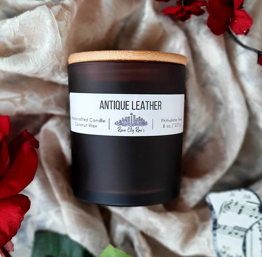 Antique Leather 8 oz Frosted Candle